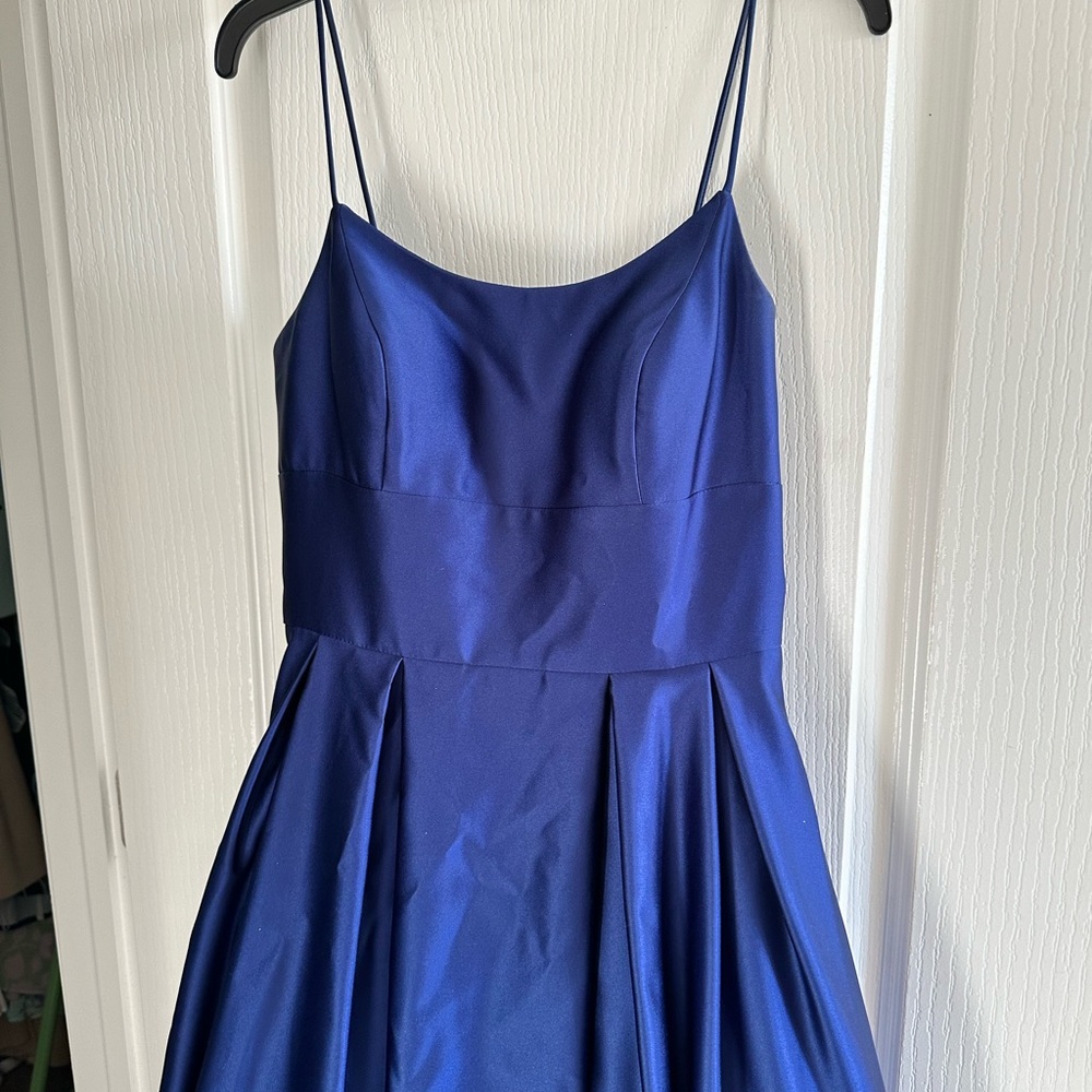 Betsy & Adam Blue Pleated A-Line Midi Dress